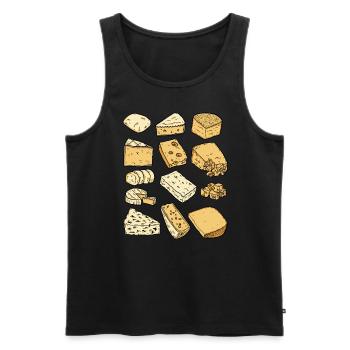 Käse (Parmesan, Gouda, Gorgonzola, Camember) - Männer Premium Bio Tank Top - Schwarz - Vorne - AI Model Male 178 light (178cm)
