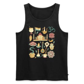 Indien - Männer Premium Bio Tank Top - Schwarz - Vorne - AI Model Male 178 light (178cm)