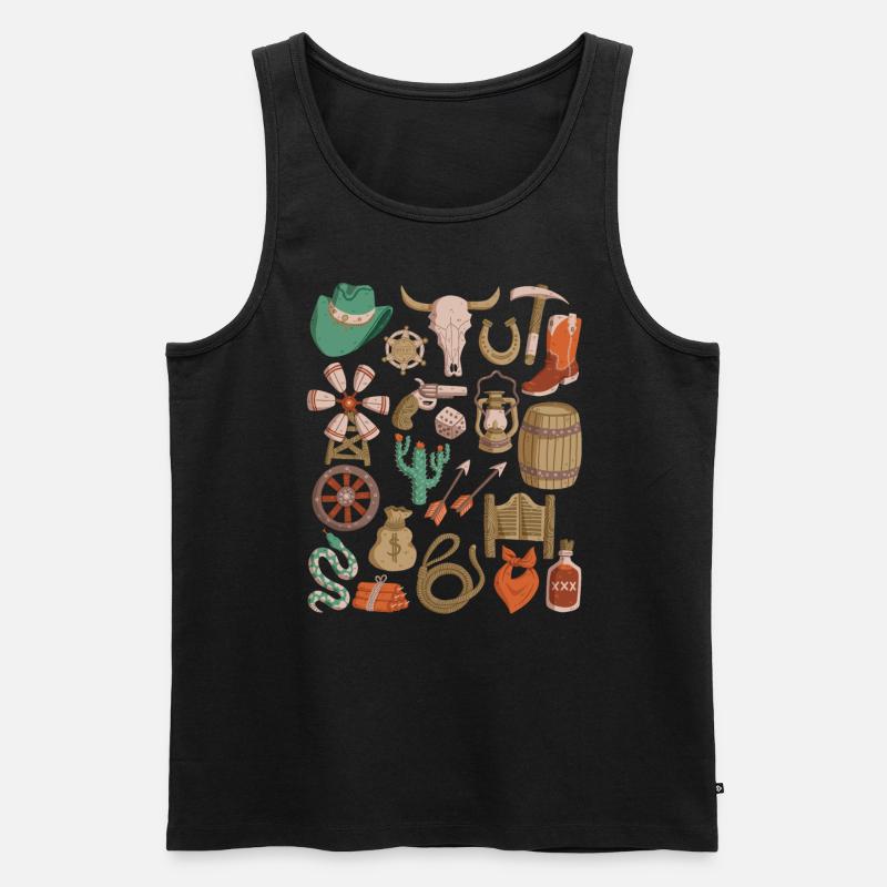 Wildwest - Männer Premium Bio Tank Top - Schwarz