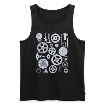Uhr Einzelteile Uhrteile Zahnrad Mechanik Uhrwerk - Männer Premium Bio Tank Top - Schwarz - Vorne - AI Model Male 178 light (178cm)