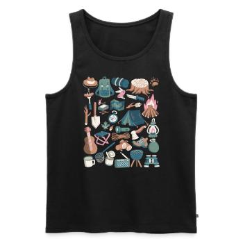 Camping - Men's Premium Organic Tank Top - black - Front - AI Model Male 178 light (178cm)