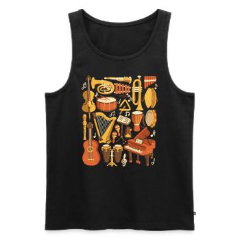 Orchestre - Musique, Instruments, Musiciens - Débardeur bio Premium Homme - noir - Devant - AI Model Male 178 light (178cm)