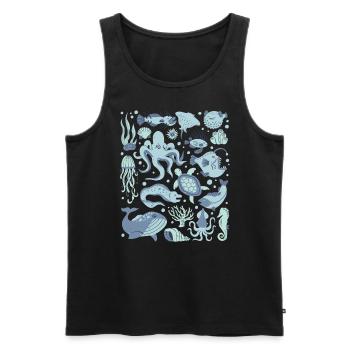 Tiefsee Fische Oktopus Anglerfisch Laternenfisch - Männer Premium Bio Tank Top - Schwarz - Vorne - AI Model Male 178 light (178cm)
