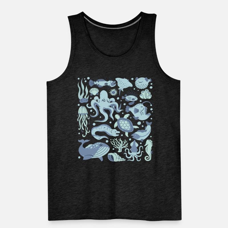 Deep Sea Fish Octopus Frogfish Lanternfish Men's Premium Organic Tank Top