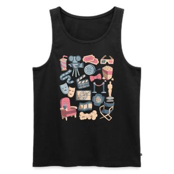 Cinema - Movies, Screen, Popcorn - Men's Premium Organic Tank Top - black - Front - AI Model Male 178 light (178cm)