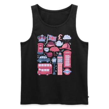 England London Big Ben Telefonzelle Bus UK - Männer Premium Bio Tank Top - Schwarz - Vorne - AI Model Male 178 light (178cm)