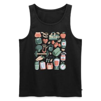 Diet Doodles Perte de poids Poids Fitness Calories - Débardeur bio Premium Homme - noir - Devant - Michal (187cm)