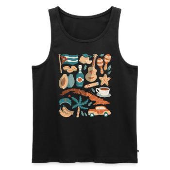Cuba Doodle Havana Cigar Rum Caribbean Rumba - Men's Premium Organic Tank Top - black - Front - AI Model Male 178 light (178cm)