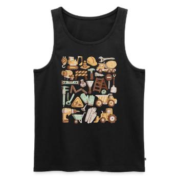 Construction Site Excavator Construction Worker Crane Helmet Tool - Men's Premium Organic Tank Top - black - Front - AI Model Male 178 light (178cm)