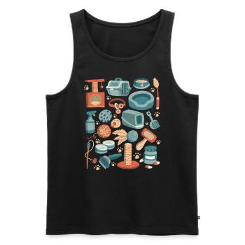 Katzen Doodles - Katzenpflege - Katzenbesitzer - Männer Premium Bio Tank Top - Schwarz - Vorne - AI Model Male 178 light (178cm)