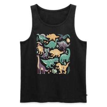 Dinosaurier Doodles Dino T-Rex Velociraptor Urzeit - Männer Premium Bio Tank Top - Schwarz - Vorne - AI Model Male 178 light (178cm)