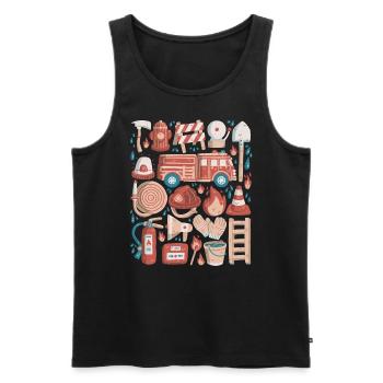 Fire Brigade Doodles Fire Truck Firefighter - Men's Premium Organic Tank Top - black - Front - Michal (187cm)