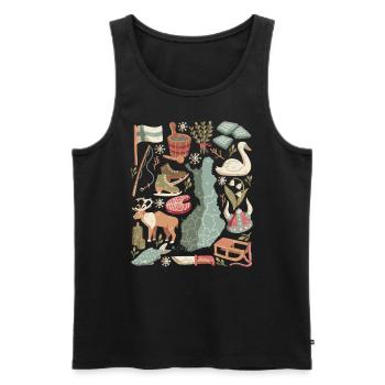 Finland Doodles Europe Scandinavia Helsinki - Men's Premium Organic Tank Top - black - Front - Michal (187cm)