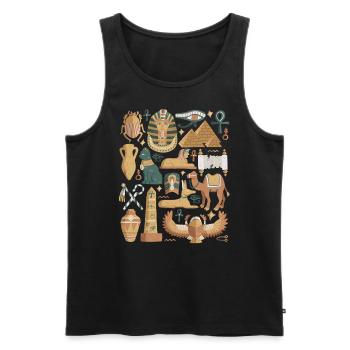 Egypte Doodles Pyramide Pharaon Sphinx Le Caire - Débardeur bio Premium Homme - noir - Devant - AI Model Male 178 light (178cm)