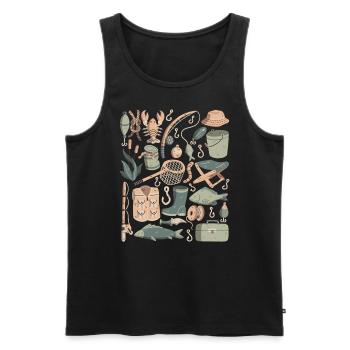 Fishing Doodles Fish Anglers Bait Fishing Hook - Men's Premium Organic Tank Top - black - Front - AI Model Male 178 light (178cm)