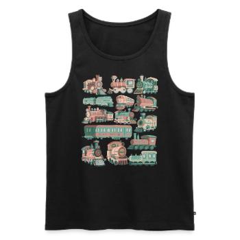Train Doodles Locomotive Railway Locomotive Tracks Railway - Men's Premium Organic Tank Top - black - Front - AI Model Male 178 light (178cm)