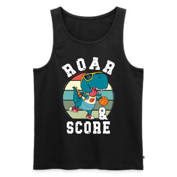 Basketball Dino T-Rex Spieler Sport Comic Cartoon - Männer Premium Bio Tank Top - Schwarz - Vorne - AI Model Male 178 light (178cm)