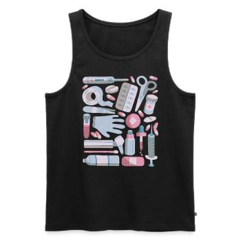 Erste Hilfe Doodles Verbandskasten Medizin - Männer Premium Bio Tank Top - Schwarz - Vorne - AI Model Male 178 light (178cm)
