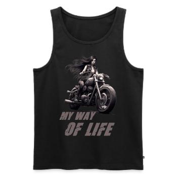 Motorradfahrerin My Way Of Life - Männer Premium Bio Tank Top - Schwarz - Vorne - Michal (187cm)