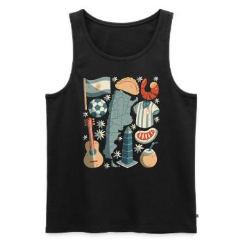 Argentine - Débardeur bio Premium Homme - noir - Devant - AI Model Male 178 light (178cm)