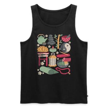 Zen Meditation - Men's Premium Organic Tank Top - black - Front - AI Model Male 178 light (178cm)