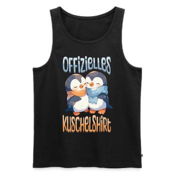 Chemise Officielle Câlin Pingouins Amour Coeur Mignon - Débardeur bio Premium Homme - noir - Devant - AI Model Male 178 light (178cm)