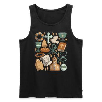 Christianity - Men's Premium Organic Tank Top - black - Front - AI Model Male 178 light (178cm)