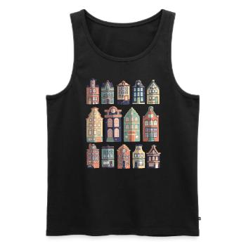 Maisons hollandaises - Débardeur bio Premium Homme - noir - Devant - AI Model Male 178 light (178cm)