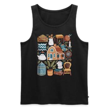 Cottage Maison de Campagne Hygge - Débardeur bio Premium Homme - noir - Devant - AI Model Male 178 light (178cm)