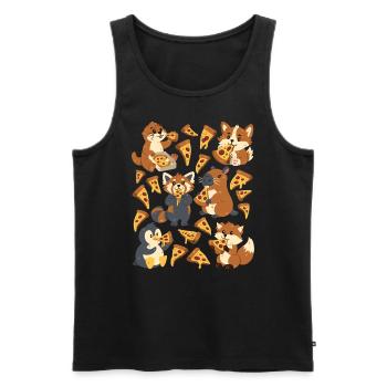 Pizza: Capybara, Fuchs, Corgi, Otter, Pinguin - Männer Premium Bio Tank Top - Schwarz - Vorne - AI Model Male 178 light (178cm)