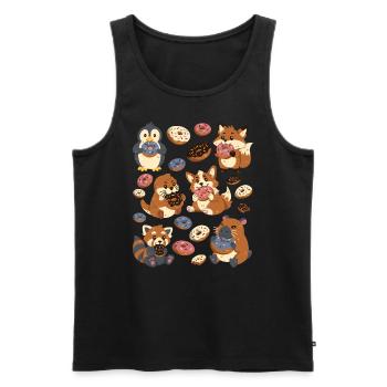 Donut: Capybara, Fox, Corgi, Otter, Penguin - Men's Premium Organic Tank Top - black - Front - AI Model Male 178 light (178cm)