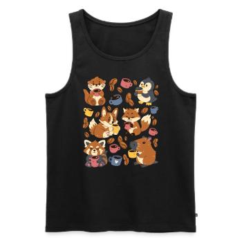 Kaffee: Capybara, Fuchs, Corgi, Otter, Pinguin - Männer Premium Bio Tank Top - Schwarz - Vorne - AI Model Male 178 light (178cm)