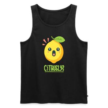 Zitrus-Wortwitz - Männer Premium Bio Tank Top - Schwarz - Vorne - AI Model Male 178 light (178cm)
