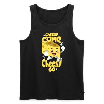 Cheese Pun: Cheesy Come Cheesy Go - Men's Premium Organic Tank Top - black - Front - AI Model Male 178 light (178cm)