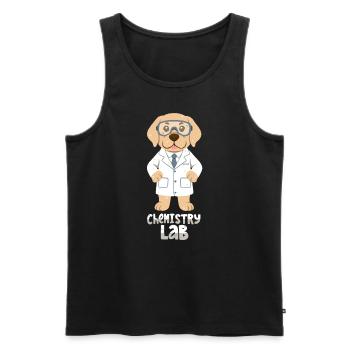 Labrador dans le laboratoire de chimie - Débardeur bio Premium Homme - noir - Devant - AI Model Male 178 light (178cm)