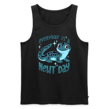 Newt Saying: "Everyday Is A Newt Day" - Men's Premium Organic Tank Top - black - Front - AI Model Male 178 light (178cm)