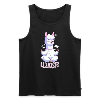 Lama meditiert - Namaste! - Männer Premium Bio Tank Top - Schwarz - Vorne - Michal (187cm)