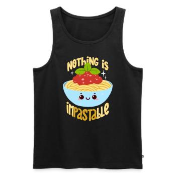 Pasta Wortwitz - Männer Premium Bio Tank Top - Schwarz - Vorne - AI Model Male 178 light (178cm)