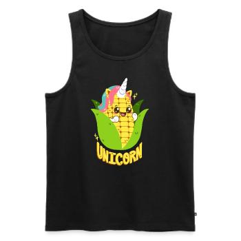 Unicorn on the cob - Men's Premium Organic Tank Top - black - Front - AI Model Male 178 light (178cm)