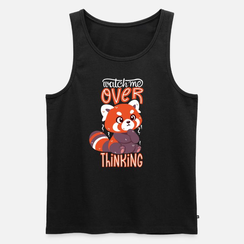 Overthinking Red Panda - Männer Premium Bio Tank Top - Schwarz