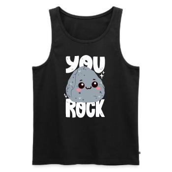 Du rockst! Stein-Wortwitz - Männer Premium Bio Tank Top - Schwarz - Vorne - AI Model Male 178 light (178cm)