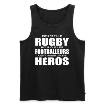 Rugby, rugby sport, rugby humour, rugby - Débardeur bio Premium Homme - noir - Devant - AI Model Male 178 light (178cm)