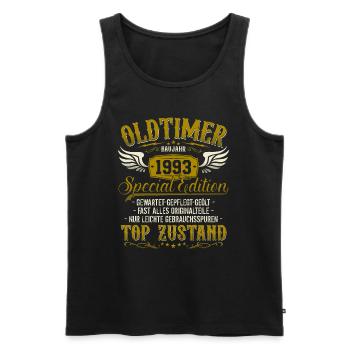 Oldtimer Baujahr Jahrgang 1993 geboren Geburtstag - Männer Premium Bio Tank Top - Schwarz - Vorne - Michal (187cm)
