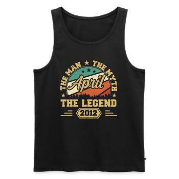 Born In April 2012 Funny Birthday Retro - Men's Premium Organic Tank Top - black - Front - Michal (187cm)