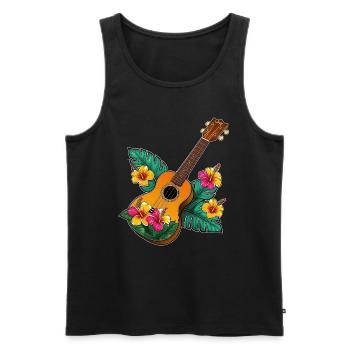 Ukulele with flowers colorful - Men's Premium Organic Tank Top - black - Front - Michal (187cm)