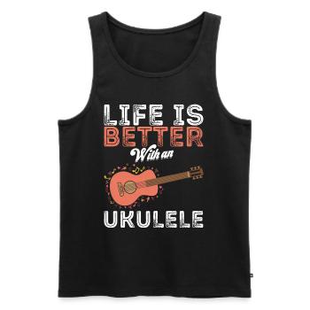 La Vie Est Meilleure Avec Un Ukulele Uke Hawaii - Débardeur bio Premium Homme - noir - Devant - Michal (187cm)