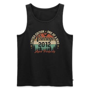 Jahrgang 2012 Retro 2012 Geburtstagsgeschenk 2012 - Männer Premium Bio Tank Top - Schwarz - Vorne - AI Model Male 178 light (178cm)