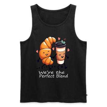 Valentine's Day croissant with coffee - Men's Premium Organic Tank Top - black - Front - AI Model Male 178 light (178cm)