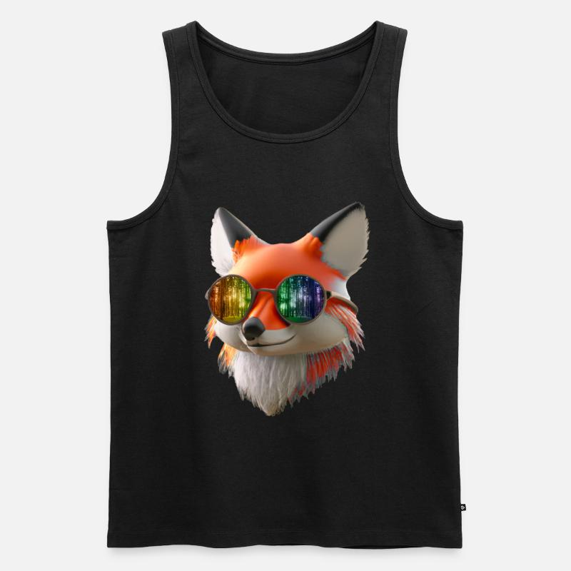 Fuchs Kopf mit Sonnenbrille - Männer Premium Bio Tank Top - Schwarz