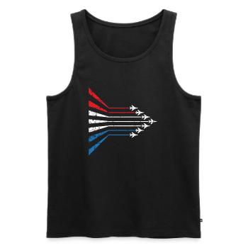 American Flag USA Airplane Jet Fighter 4th of July - Men's Premium Organic Tank Top - black - Front - AI Model Male 178 light (178cm)